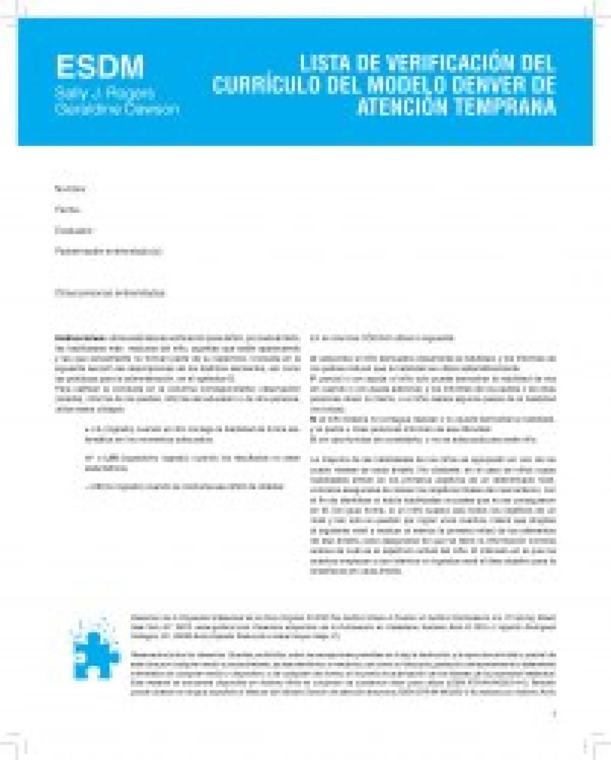 Lista de verificación del currículo del Modelo Denver 